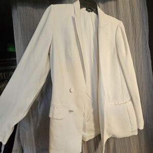 Express Off-White Double-Breasted Blazer